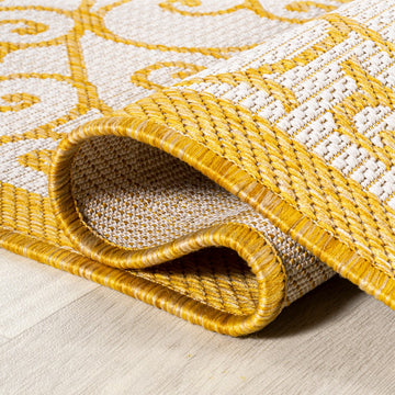 Madrid Vintage Filigree Textured Weave Indoor/outdoor Runner Rug
